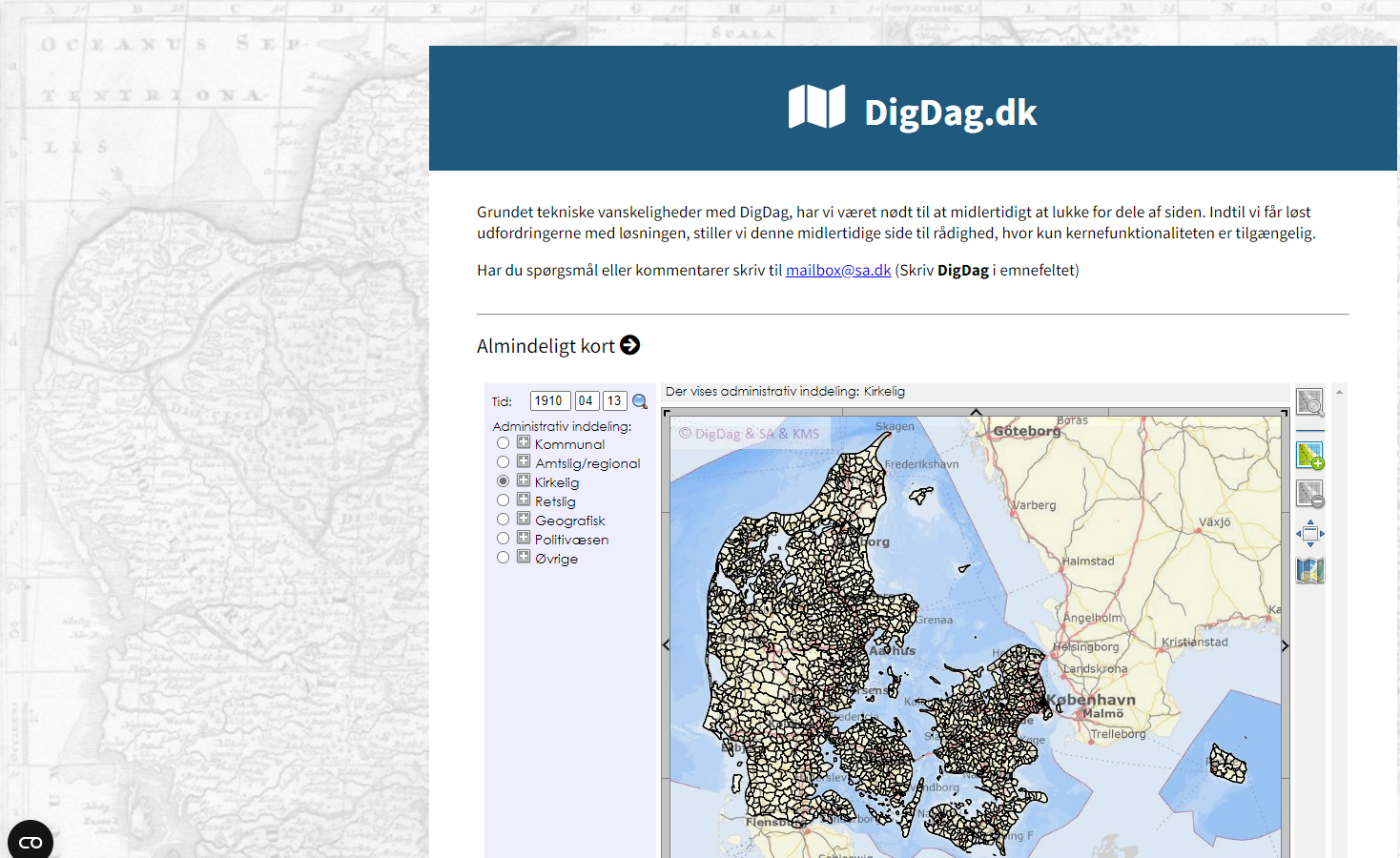 Find Historiske Sogneoplysninger På Digdagdk Rigsarkivet 